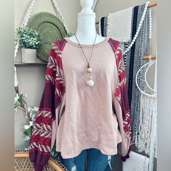 Free People Rainbow Dreams Bohemian Oversized Balloon Sleeve Sweater - Picture 4 of 14